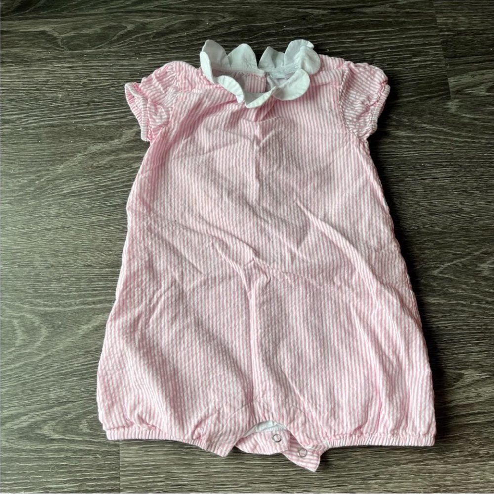 Pink Scalloped Neck Striped Bubble